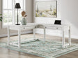 Robbinsdale Antique White L-Shaped Home Office Desk by Ashley at Eve Furniture