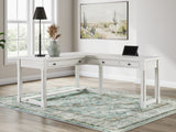 Robbinsdale Antique White L-Shaped Home Office Desk by Ashley at Eve Furniture