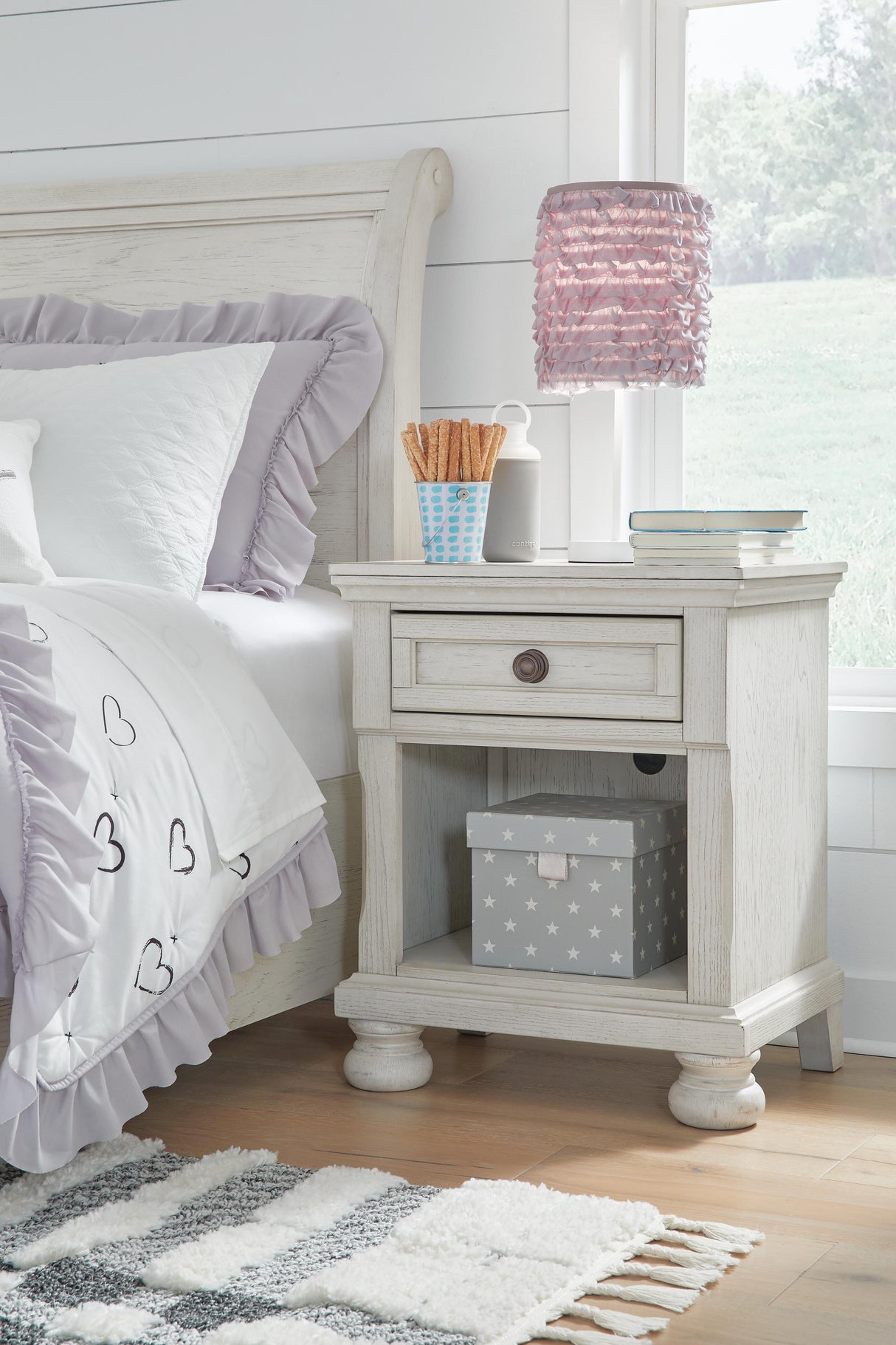 Robbinsdale Antique White Nightstand by Ashley at Eve Furniture