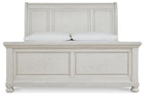 Robbinsdale Antique White Queen Sleigh Bed by Ashley at Eve Furniture
