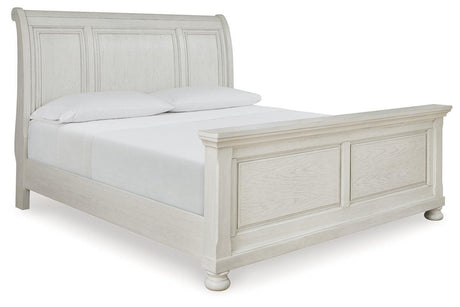Robbinsdale Antique White Queen Sleigh Bed by Ashley at Eve Furniture