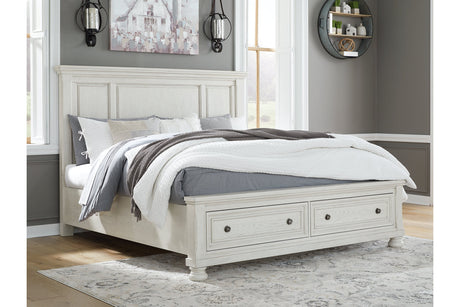 Robbinsdale Antique White Queen Storage Platform Bed by Ashley at Eve Furniture