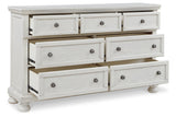 Robbinsdale Antique White Sleigh Storage Platform Bedroom Set by Ashley at Eve Furniture