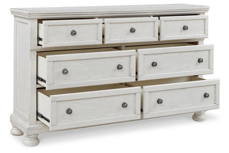 Robbinsdale Antique White Sleigh Storage Platform Bedroom Set by Ashley at Eve Furniture