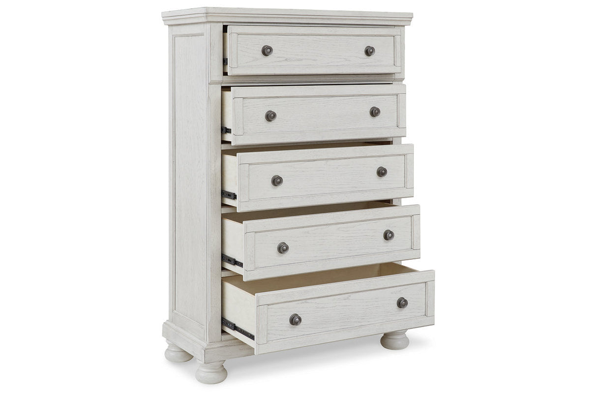 Robbinsdale Antique White Sleigh Storage Platform Bedroom Set by Ashley at Eve Furniture