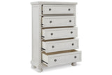 Robbinsdale Antique White Sleigh Storage Platform Bedroom Set by Ashley at Eve Furniture