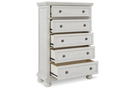 Robbinsdale Antique White Sleigh Storage Platform Bedroom Set by Ashley at Eve Furniture