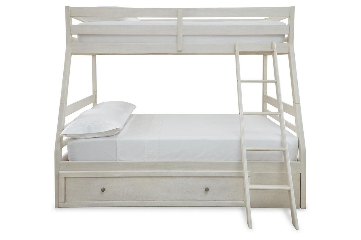 Robbinsdale Antique White Twin over Full Bunk Bed with Storage by Ashley at Eve Furniture