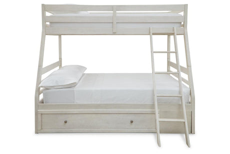 Robbinsdale Antique White Twin over Full Bunk Bed with Storage by Ashley at Eve Furniture