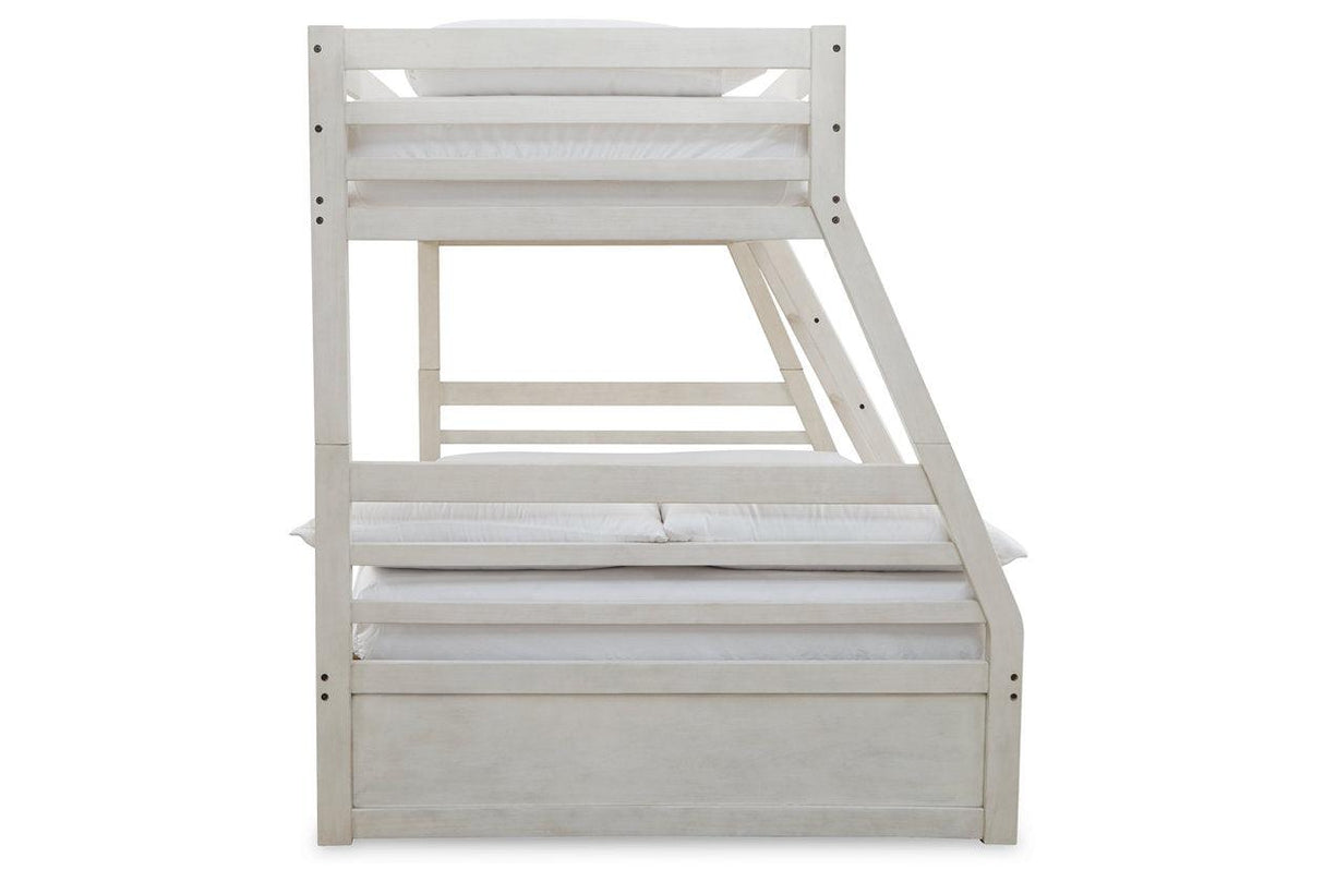Robbinsdale Antique White Twin over Full Bunk Bed with Storage by Ashley at Eve Furniture