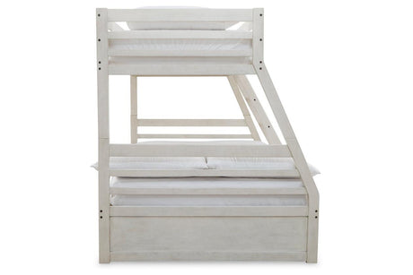 Robbinsdale Antique White Twin over Full Bunk Bed with Storage by Ashley at Eve Furniture