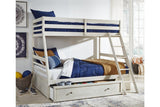 Robbinsdale Antique White Twin over Full Bunk Bed with Storage by Ashley at Eve Furniture