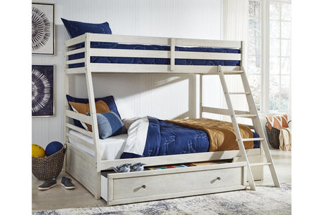 Robbinsdale Antique White Twin over Full Bunk Bed with Storage by Ashley at Eve Furniture
