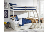 Robbinsdale Antique White Twin over Full Bunk Bed with Storage by Ashley at Eve Furniture