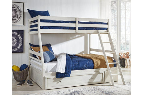 Robbinsdale Antique White Twin over Full Bunk Bed with Storage by Ashley at Eve Furniture
