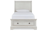 Robbinsdale Antique White Twin Sleigh Storage Platform Bed by Ashley at Eve Furniture