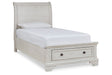 Robbinsdale Antique White Twin Sleigh Storage Platform Bed by Ashley at Eve Furniture