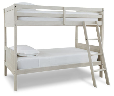 Robbinsdale Antique White Twin/Twin Bunk Bed with Ladder by Ashley at Eve Furniture