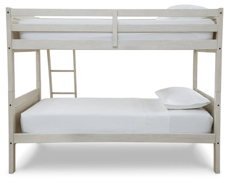 Robbinsdale Antique White Twin/Twin Bunk Bed with Ladder by Ashley at Eve Furniture