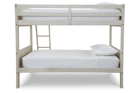 Robbinsdale Antique White Twin/Twin Bunk Bed with Ladder by Ashley at Eve Furniture