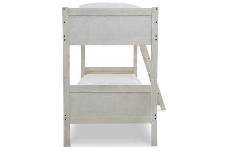 Robbinsdale Antique White Twin/Twin Bunk Bed with Ladder by Ashley at Eve Furniture