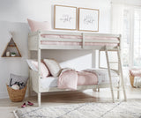 Robbinsdale Antique White Twin/Twin Bunk Bed with Ladder by Ashley at Eve Furniture