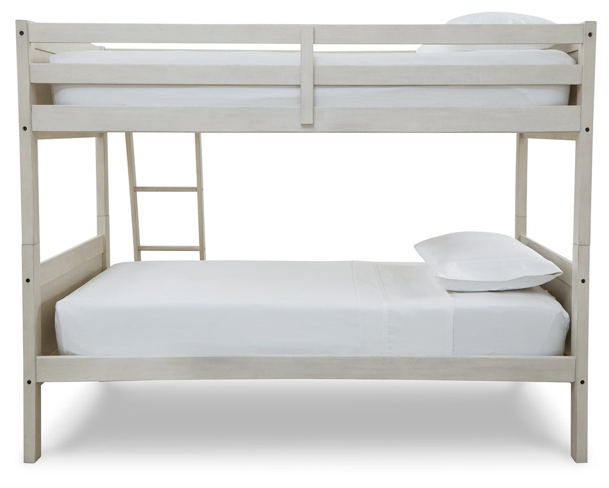 Robbinsdale Antique White Twin/Twin Bunk Bed with Ladder by ASHLEY FURNITURE at Eve Furniture