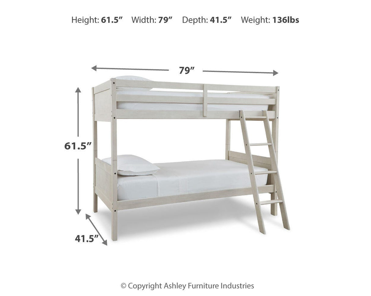 Robbinsdale Antique White Twin/Twin Bunk Bed with Ladder by ASHLEY FURNITURE at Eve Furniture