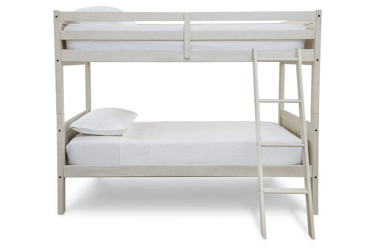 Robbinsdale Antique White Twin/Twin Bunk Bed with Ladder by ASHLEY FURNITURE at Eve Furniture