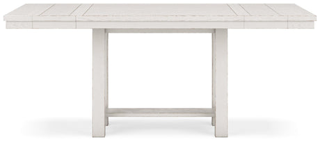 Robbinsdale Counter Height Dining Table and 2 Barstools and Bench in Antique White by Ashley at Eve Furniture