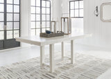 Robbinsdale Counter Height Dining Table and 2 Barstools and Bench in Antique White by Ashley at Eve Furniture