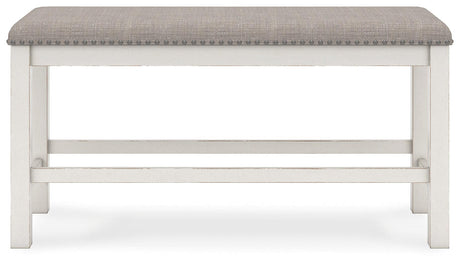 Robbinsdale Counter Height Dining Table and 2 Barstools and Bench in Antique White by Ashley at Eve Furniture