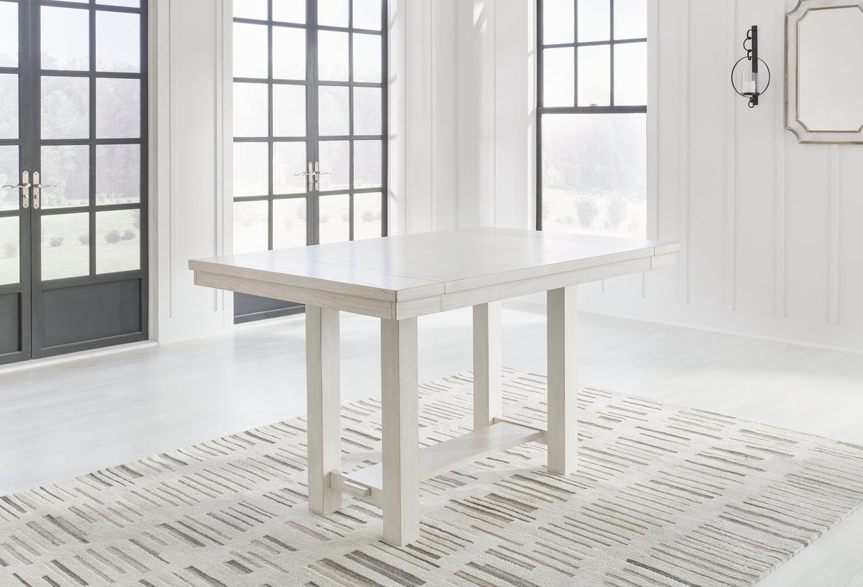 Robbinsdale Counter Height Dining Table and 2 Barstools and Bench in Antique White by Ashley at Eve Furniture