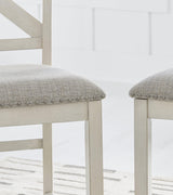Robbinsdale Counter Height Dining Table and 2 Barstools and Bench in Antique White by Ashley at Eve Furniture