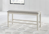 Robbinsdale Counter Height Dining Table and 2 Barstools and Bench in Antique White by Ashley at Eve Furniture