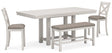 Robbinsdale Counter Height Dining Table and 2 Barstools and Bench in Antique White by Ashley at Eve Furniture