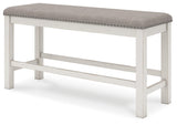 Robbinsdale Counter Height Dining Table and 2 Barstools and Bench in Antique White by Ashley at Eve Furniture