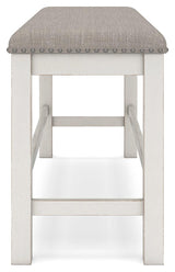 Robbinsdale Counter Height Dining Table and 2 Barstools and Bench in Antique White by Ashley at Eve Furniture