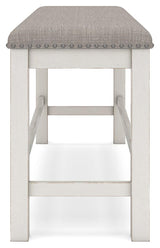 Robbinsdale Counter Height Dining Table and 2 Barstools and Bench in Antique White by Ashley at Eve Furniture