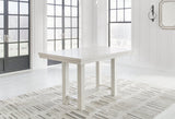 Robbinsdale Counter Height Dining Table and 4 Barstools in Antique White by Ashley at Eve Furniture