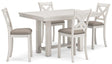 Robbinsdale Counter Height Dining Table and 4 Barstools in Antique White by Ashley at Eve Furniture