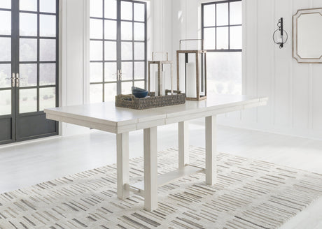 Robbinsdale Counter Height Dining Table and 6 Barstools in Antique White by Ashley at Eve Furniture