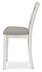 Robbinsdale Counter Height Dining Table and 6 Barstools in Antique White by Ashley at Eve Furniture