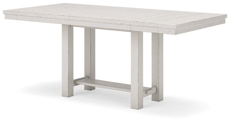 Robbinsdale Counter Height Dining Table and 6 Barstools in Antique White by Ashley at Eve Furniture