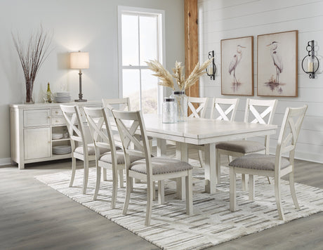 Robbinsdale Dining Table and 8 Chairs in Antique White by Ashley at Eve Furniture