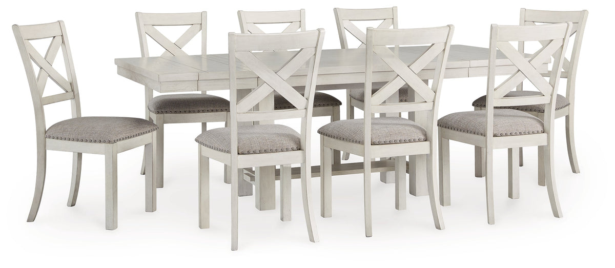 Robbinsdale Dining Table and 8 Chairs in Antique White by Ashley at Eve Furniture