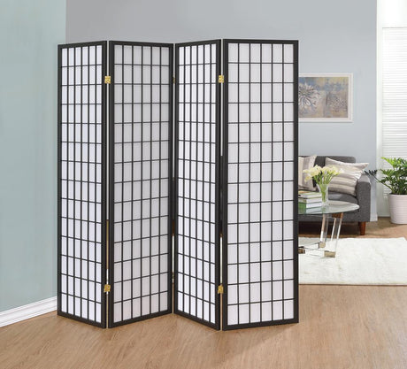 Roberto Dark Gray/White 4-Panel Folding Screen by Coaster at Eve Furniture