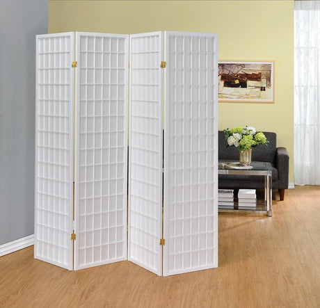 Roberto White 4-Panel Folding Screen by Coaster at Eve Furniture