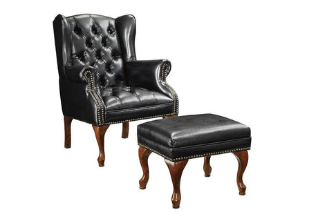 Roberts Black/Espresso Button Tufted Back Accent Chair with Ottoman by Coaster at Eve Furniture