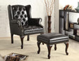 Roberts Black/Espresso Button Tufted Back Accent Chair with Ottoman by Coaster at Eve Furniture